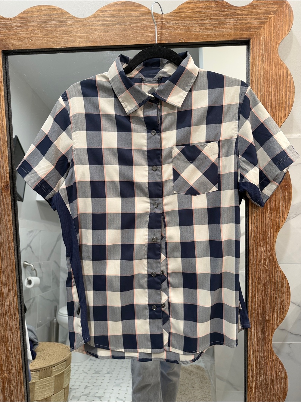 Club Ride Apparel Navy, Cream & Pink Plaid Button-Up Shirt